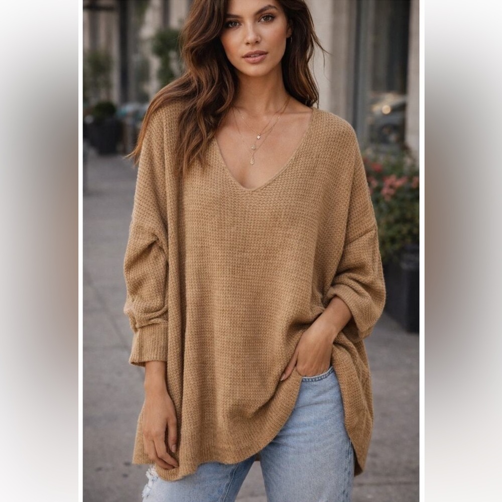 ⚡️NWOT Free People Oversized Thermal Waffle Sweater - Picture 5 of 5